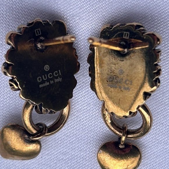 🌺AUTHENTICATED Vintage Gucci Lion Head & Heart Dangle Earrings – With Box & Bag - Picture 6 of 14